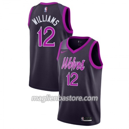 Maglia NBA Minnesota Timberwolves C.J. Williams 12 2018-19 Nike City Edition Viola Swingman - Uomo
